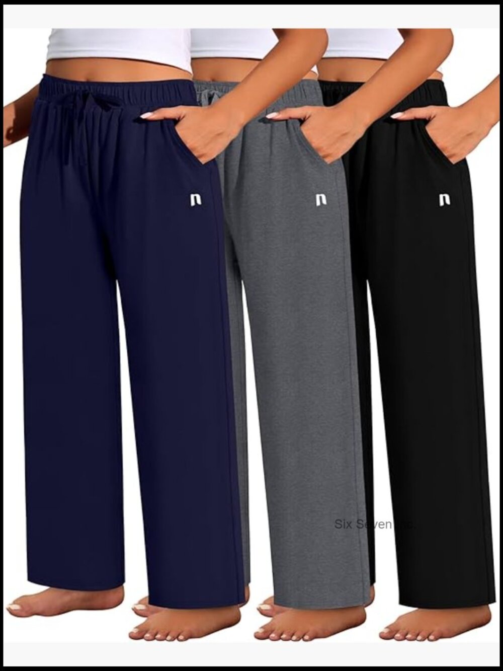 3 Pack Plus Size Wide Leg Pants with Pockets Comfy Lounge Yoga Jogger
